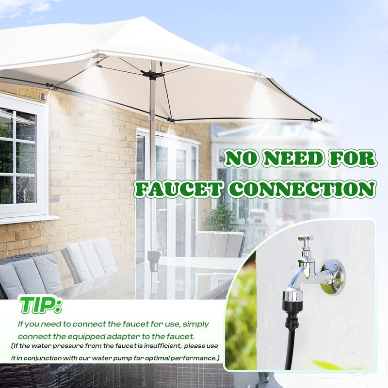 Moongiantgo Outdoor Misting Cooling System with Pump- 116PSI High Pressure Mister with 65.5FT(20M) Water pipe+24 Misting Nozzles 0.02’’+3/4’’ Faucet Adapter - System for Outside Patio Garden Beaches - Image 2